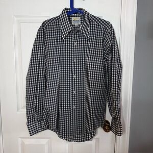 MOHAWK Men’s Black & White Gingham Shirt - Pointed Collars, Size L 16-16.5”